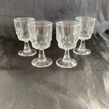 Set of 2 Vintage Cut Crystal 1 OZ Cordial Glasses, Mid Century Modern, Stemmed Shot Glasses, Sherry Port Liqueur Glasses, Arcoroc Artic 