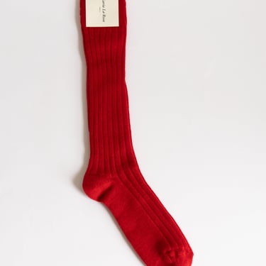 Ribbed College Sock in Red