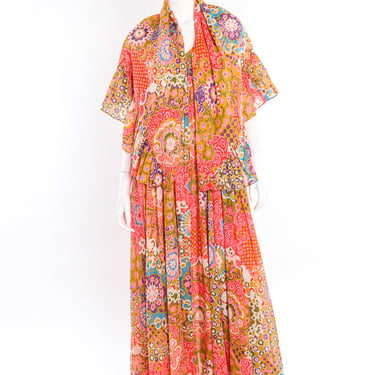 Psychedelic Maxi Dress With Shawl