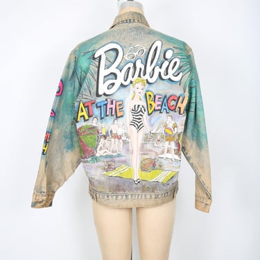 Tony Alamo Jacket BARBIE at THE BEACH Denim Jacket Barbie Jacket Rave Hip Hop Modern  Streetwear Novelty Miley Cyrus Hollywood Rockstar 