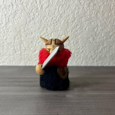 Vintage Scandinavian Wooden Viking, Scandinavian Wood Viking Folk Art Figure, Danish Modern 