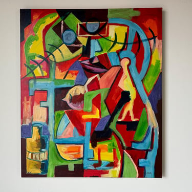 Thembinkosi Kohli  " Split Images " Expressionist Abstract Acrylic On Canvas Painting 