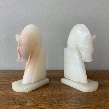 Pair of Mid Century Stone Horse Head Bookends
