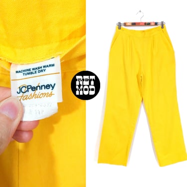 Cute Vintage 70s 80s Bright Yellow Cotton Pants by JC Penney 