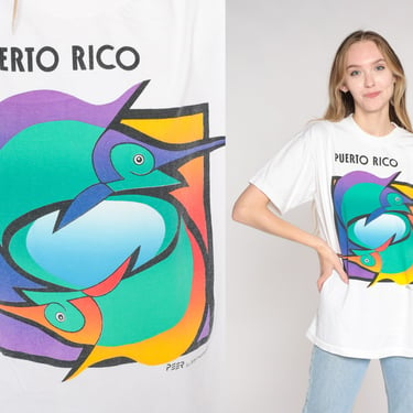 Puerto Rico Shirt Y2K Swordfish T-Shirt Tropical Fish Graphic
