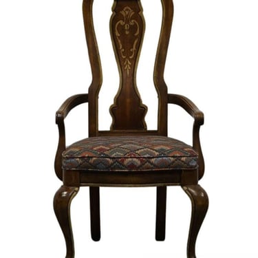 AMERICAN OF MARTINSVILLE Solid Walnut Italian Provincial Splat Back Dining Arm Chair 