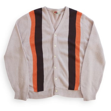 vintage cardigan / striped cardigan / 1960s brown and orange striped grandpa Kurt Cobain cardigan Small 