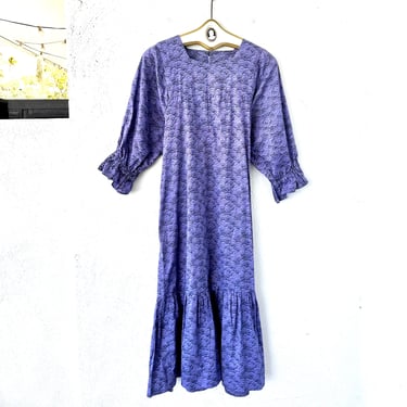 Vintage 60s 70s Prairie Cottage Dress Canvas Swing Tent Shift Tunic 