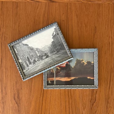 pair antique wood frames silver gilt for 5 x 7 art print or photo antique streetcar 