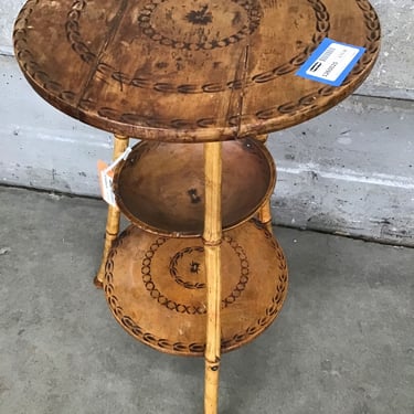 Vintage Rattan Round Side Table (Seattle)