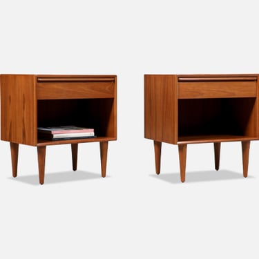 Nordic Modern Teak Night Stands with Bookcase by Westnofa