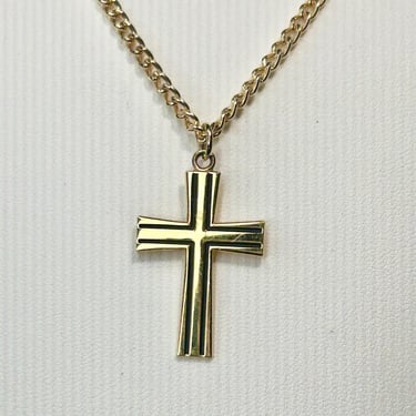Sterling Silver Cross Pendant Necklace Gold Tone Vintage Religious Jewelry 