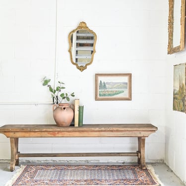 vintage french handcrafted pine farmhouse bench