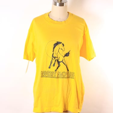 Deadstock 1980s Yellow Short Sleeve Single Stitch Bob Seger Night Moves Horse T-Shirt by Screen Stars 