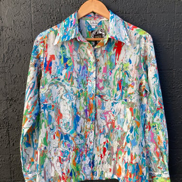 Marble Psychedelic Print Long Sleeve Shirt