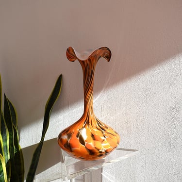 Large vintage orange glass vase made in Italy in the 70s / orange vase / vintage murano glass vase / italy / flower 