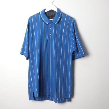 vintage ROYAL blue striped POLO short sleeve henley STRIPED shirt -- size X.L. 