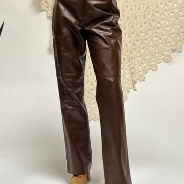 Coffee Leather Pants (M)