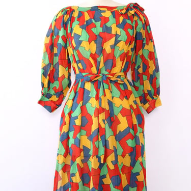 Jean Muir Puzzle Print Smock Dress S-L