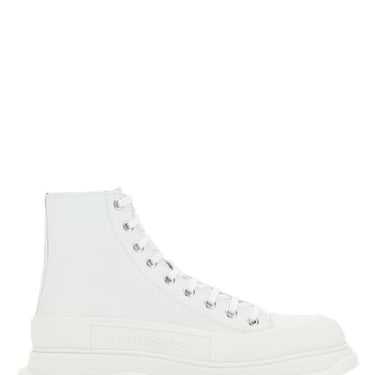 Alexander Mcqueen Man White Leather Tread Slick Sneakers
