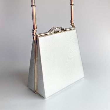1990s Silver Metallic Structured Handbag