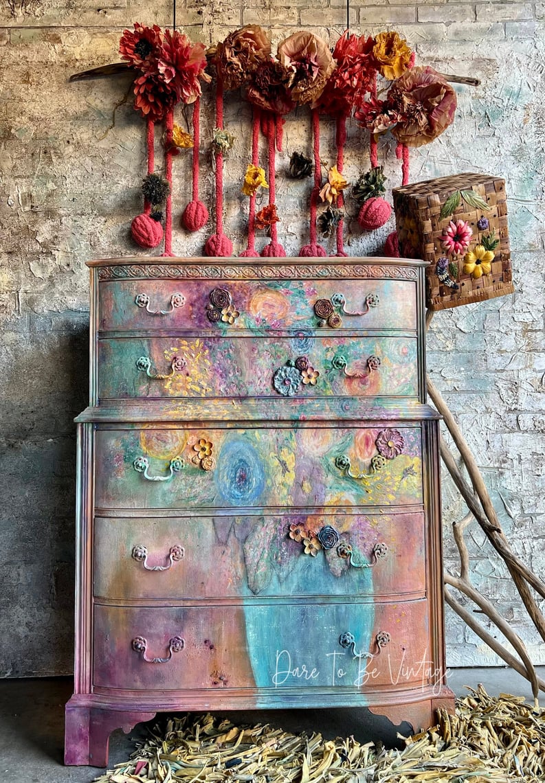 Antique floral painted furniture sales