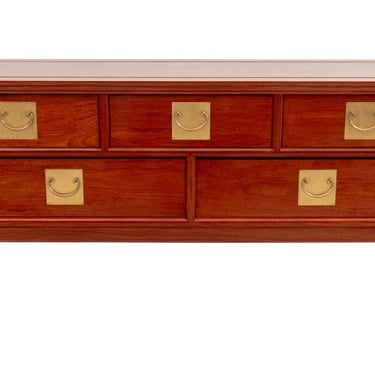 Asian Modern Style Five-Drawer Walnut Credenza