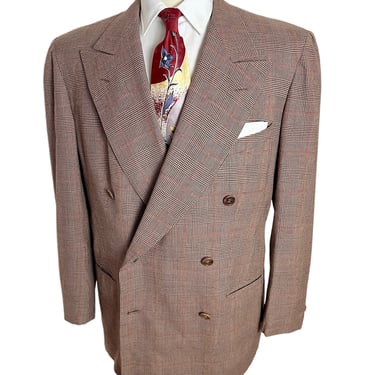 Vintage dated 1950 DOUBLE BREASTED Wool Jacket ~ size 42 R ~ Suit / Sport Coat ~ Glen Plaid ~ 1940s / 1950s ~ Custom / Bespoke 
