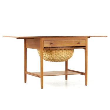 Hans Wegner for Andreas Tuck Mid Century AT-33 Teak and Oak Sewing Table - mcm 