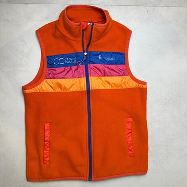Cotopaxi Striped Teca Fleece Womens Medium Rust Orange Hiking Outdoor Vest | Winter Vest | Warm Autumn Vest | Winter Sleeveless Jacket 
