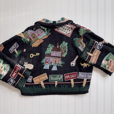 tapestry jacket 90s vintage It's Outta The Bag realtor house novelty print woven cropped coat 