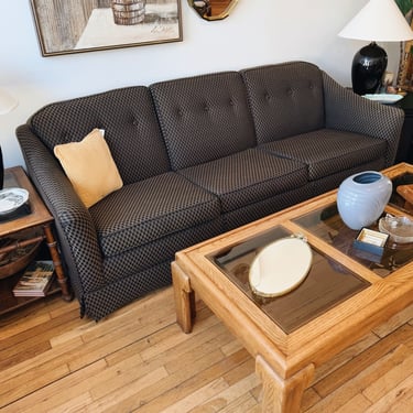 Black + Gold Lattice Design Custom Upholstered Sofa