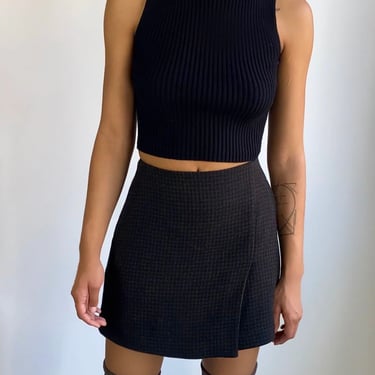 Wool Blend Mini Skirt | Checkered Mini Skirt | Plaid Mini Skirts (4-6) 