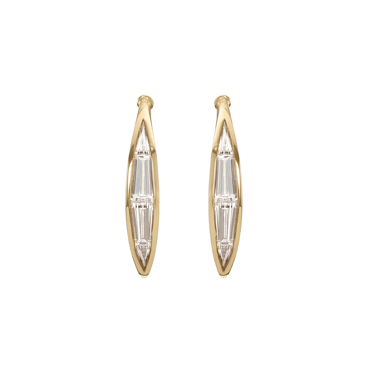 Tapered Baguette Diamond Curved Stud Earrings