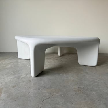 Modern White-Finished Cast Concrete Square Coffee Table 