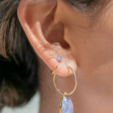 Tiny Open Tanzanite Hoop Earrings - Maka'alohi 