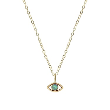 Opal Eye Charm - 14k Gold
