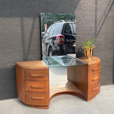 Midcentury Maple Vanity with Mirror