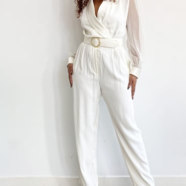 White Jumpsuit with Belt