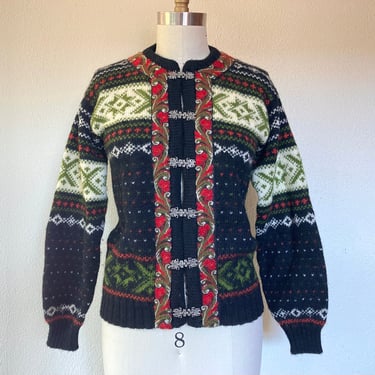 Vintage Norwegian wool cardigan sweater 