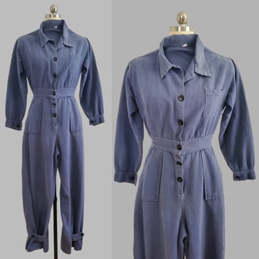 1940s Denim Coveralls - VintageCoveralls - Rosie the Riveter - WWII Homefront - Women's Vintage Size Small 