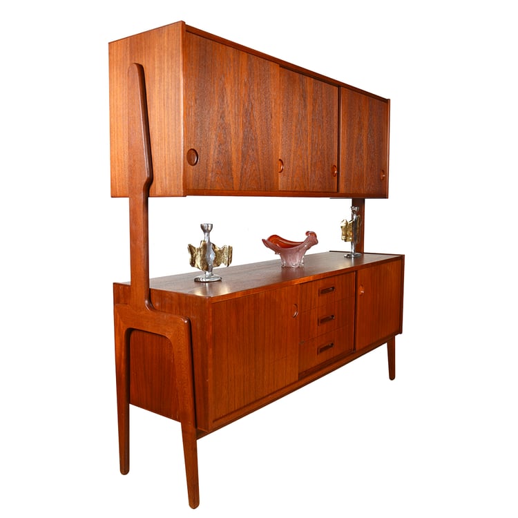 Danish Modern Double-Decker Rare Teak Highboard | Serving Cabinet