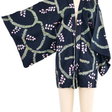 Black And Pink Shibori Kimono