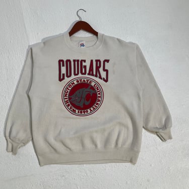 Vintage 1990's White WSU Washington State Cougars Crewneck Sz. XL