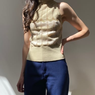 SALE vintage sleeveless metallic knit turtleneck 