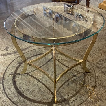 Gold Round Glass Top Side Table