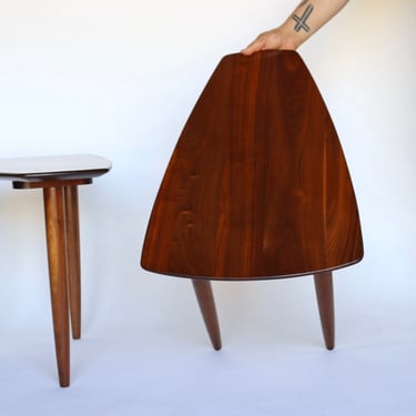 Pair of side tables in solid walnut by Ace-Hi