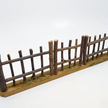 Antique German Section of Twig Fence with Gate for Feather Christmas Tree,  Putz or Nativity Creche, Vintage Holiday Decor 