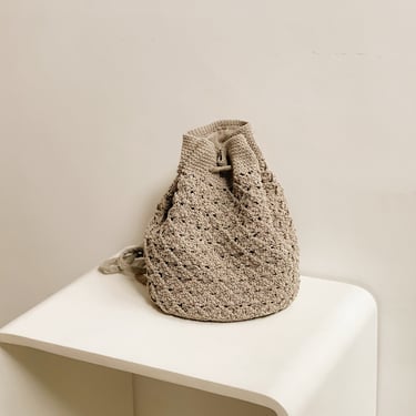 Clay Crochet Drawstring Bag