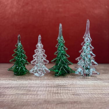 Silvestri Christmas Collection Glass Holiday Trees Tabletop Decorations, Clear, Green, and Combined Available, 6.5